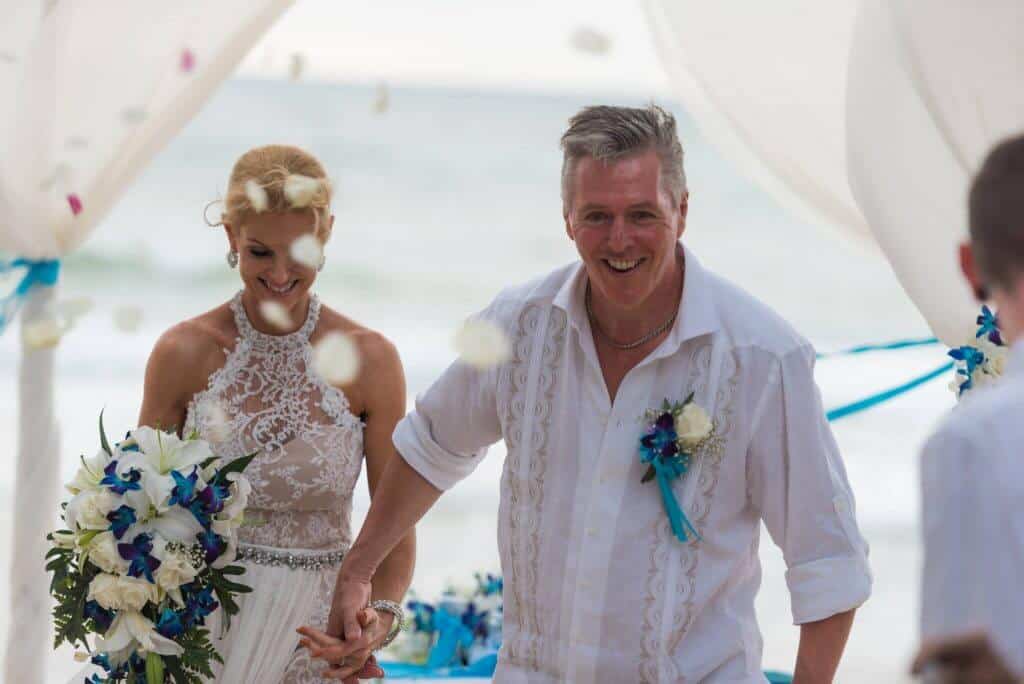 Sharon Richardson and Christopher Bird's beach wedding at Bliss Beach Club, Phuket, on 10 October 2016
