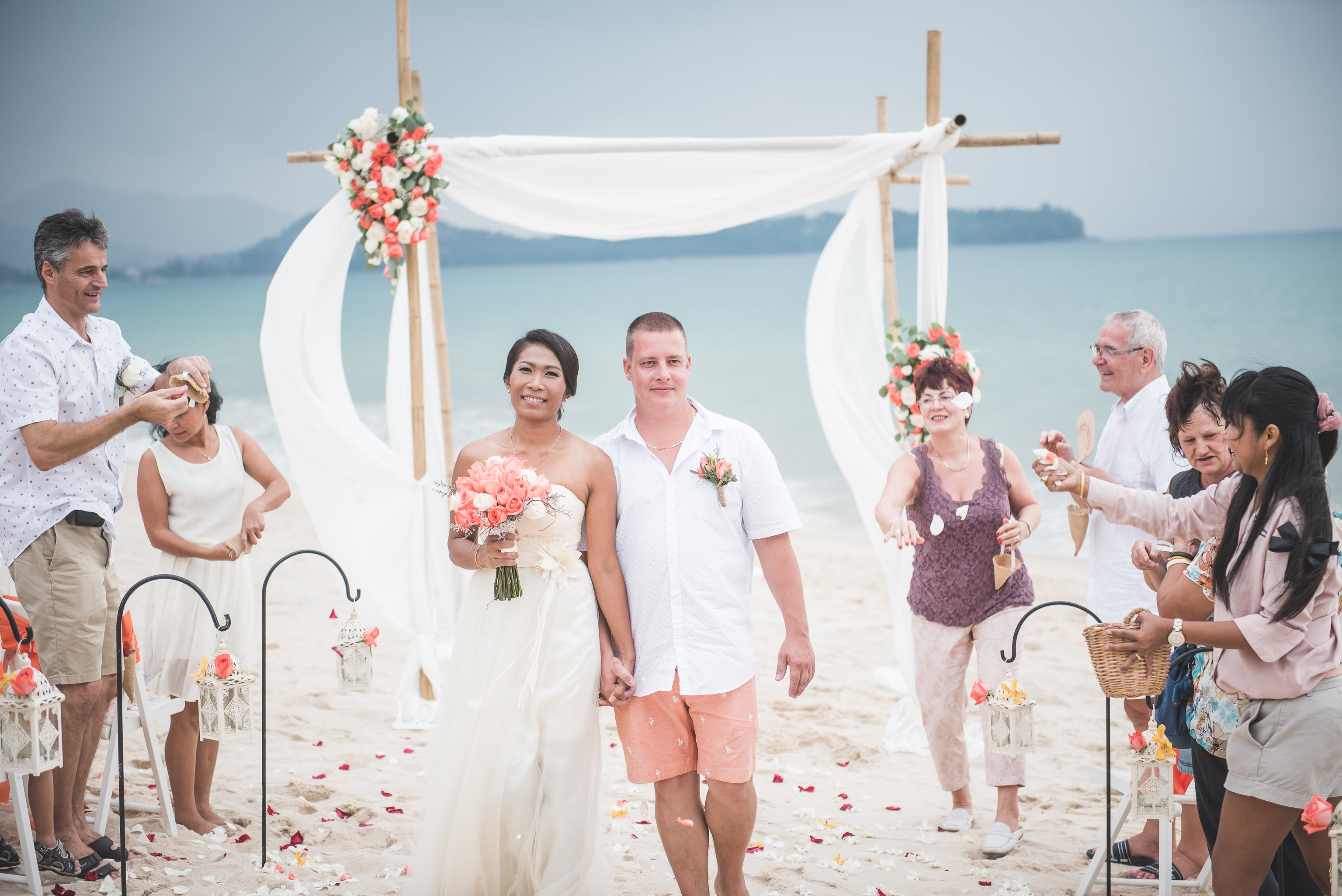 Marco and Sunee on Layan Beach, Phuket, on their wedding day, 17 December 2016