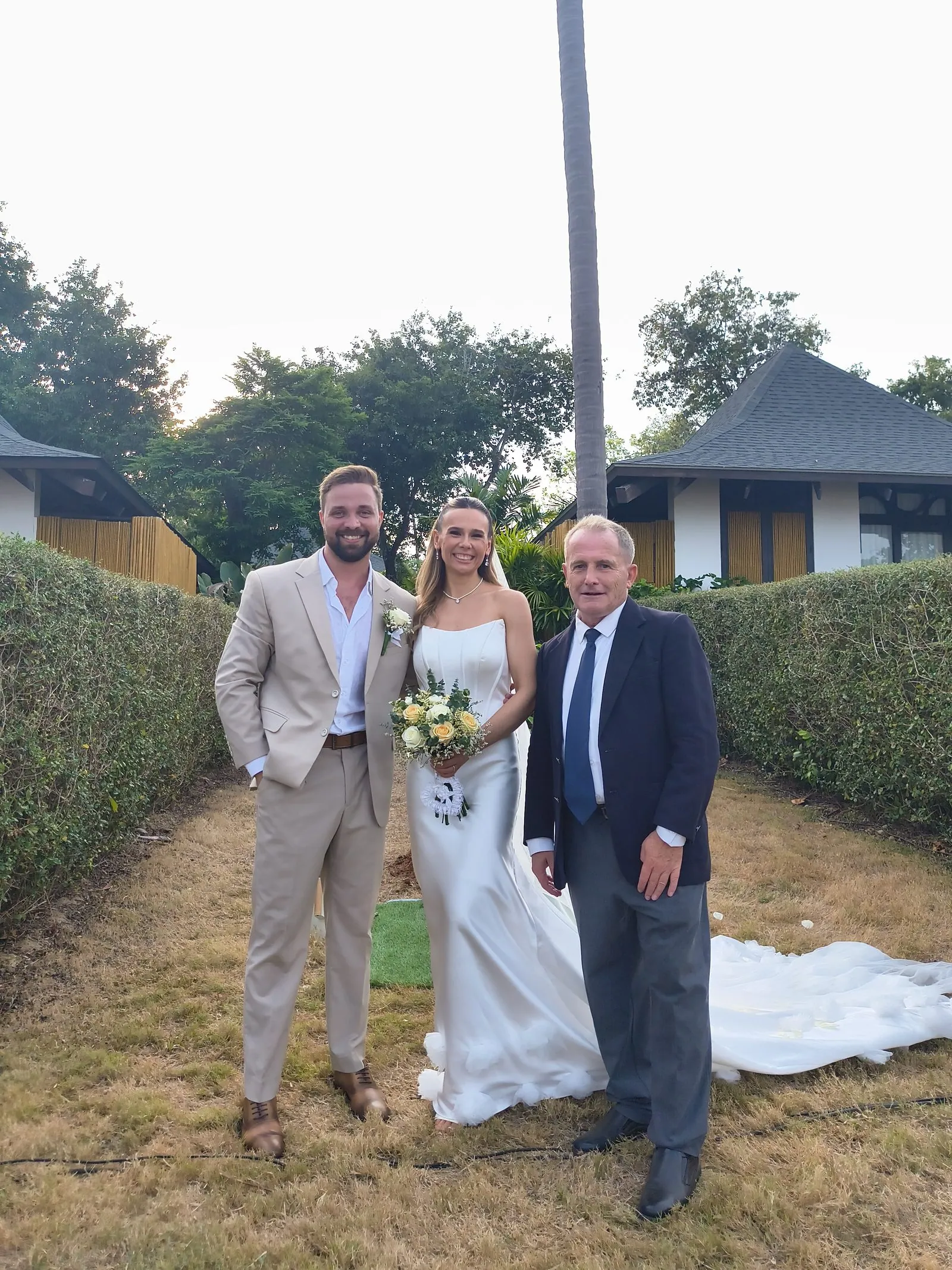 The Vijitt Resort — ceremony aisle laid on the beachfront lawn, from one of Paul's celebrant weddings here