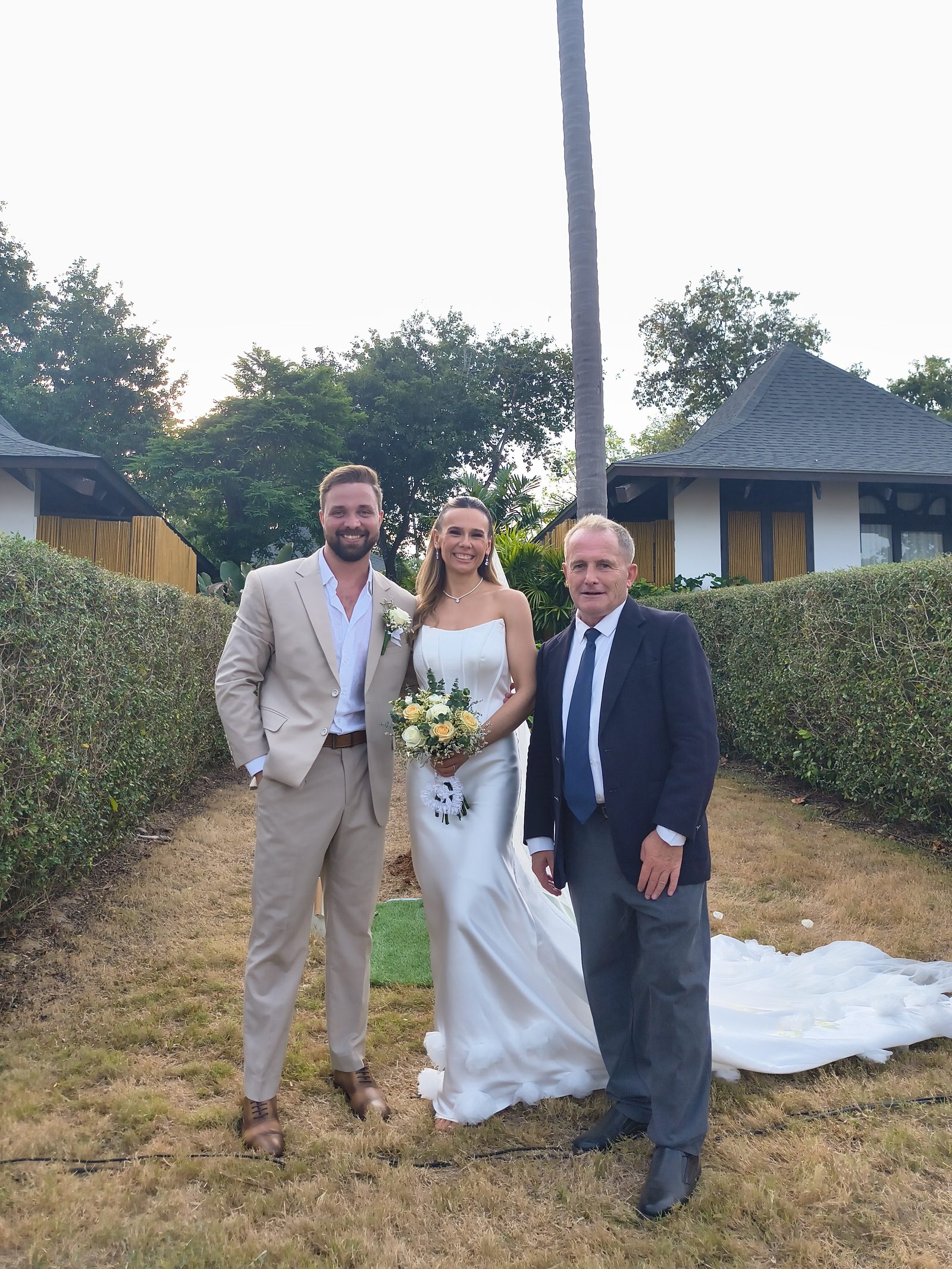 The Vijitt Resort — ceremony aisle laid on the beachfront lawn, from one of Paul's celebrant weddings here