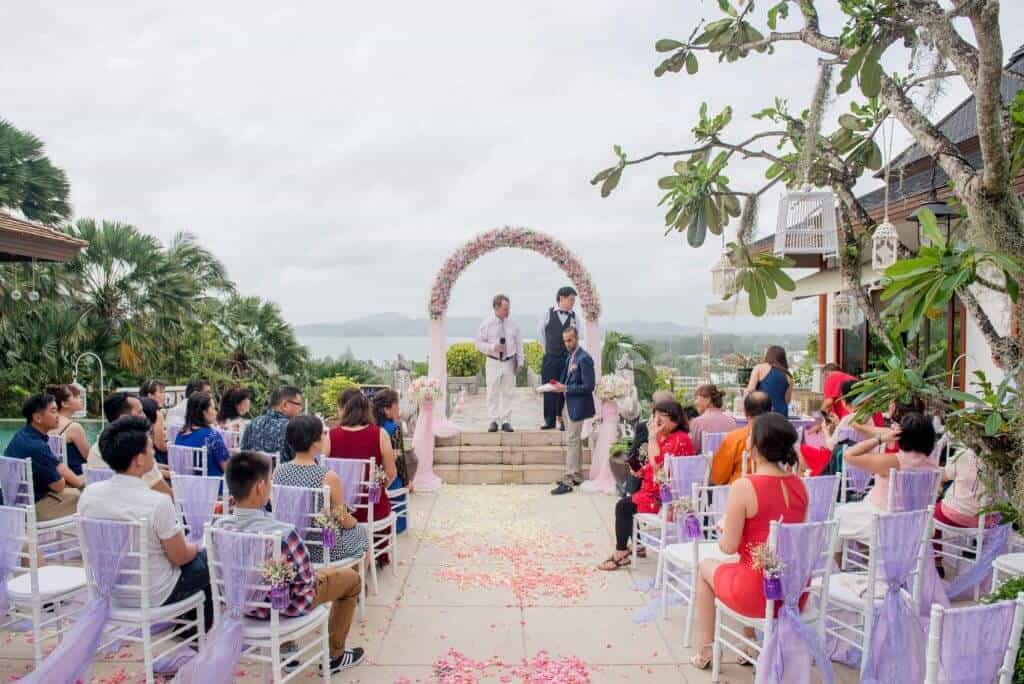 The ceremony setup at Villa Sanyanga