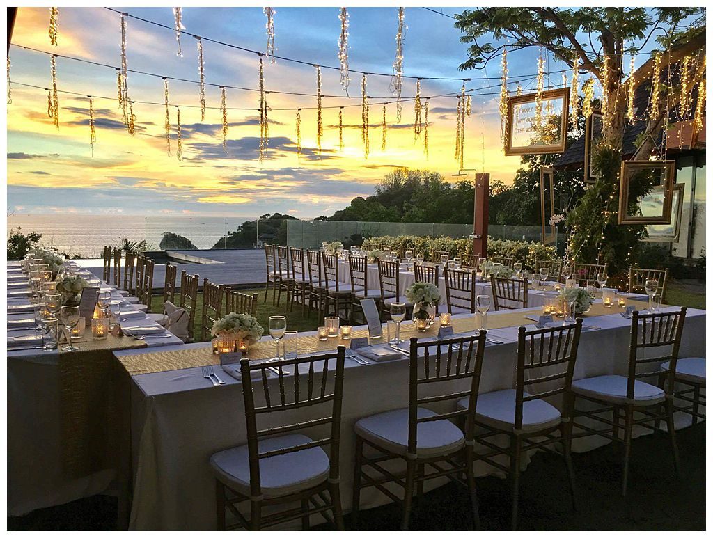 Villa Santisuk — reception setup on the pool terrace