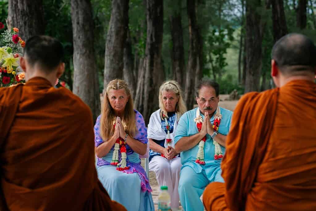 Thai monk wedding blessing for vow renewal ceremony in Phuket